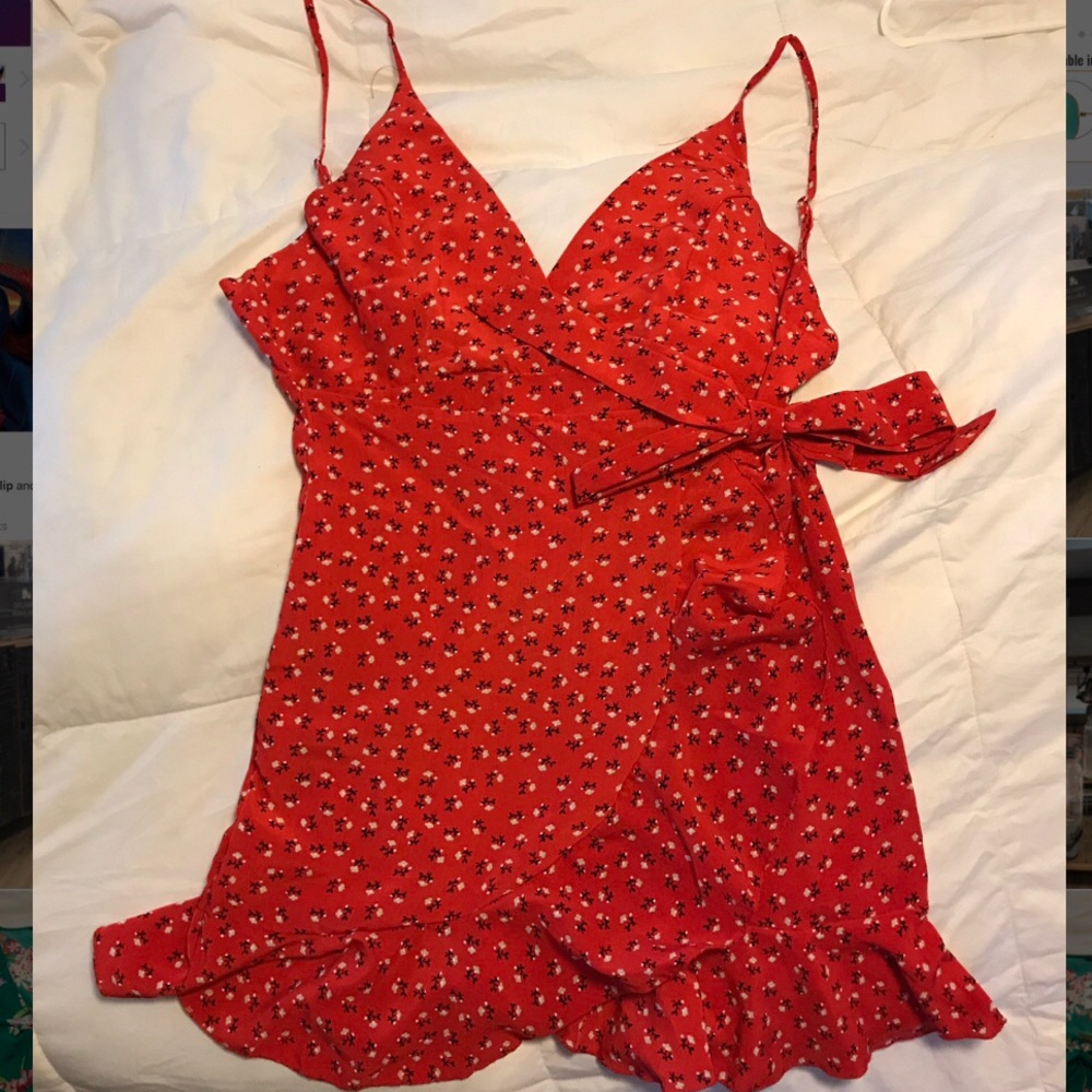 Red floral dress